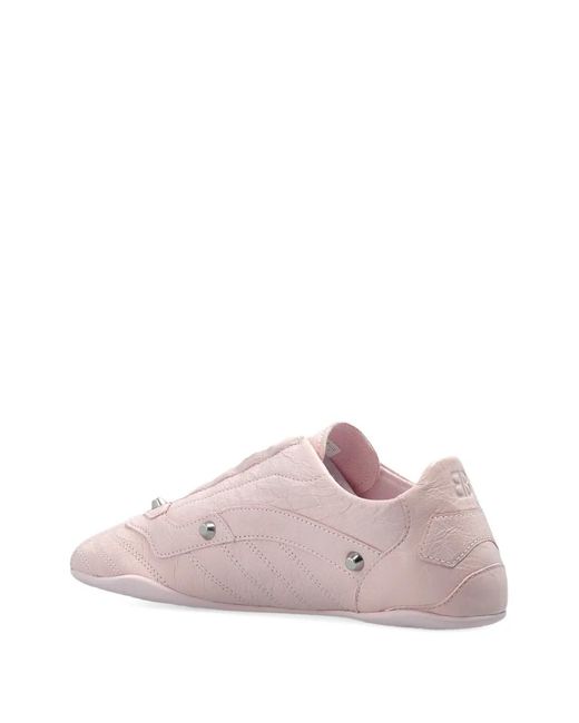 Balenciaga Pink Studded-Detail Sheepskin Trainers