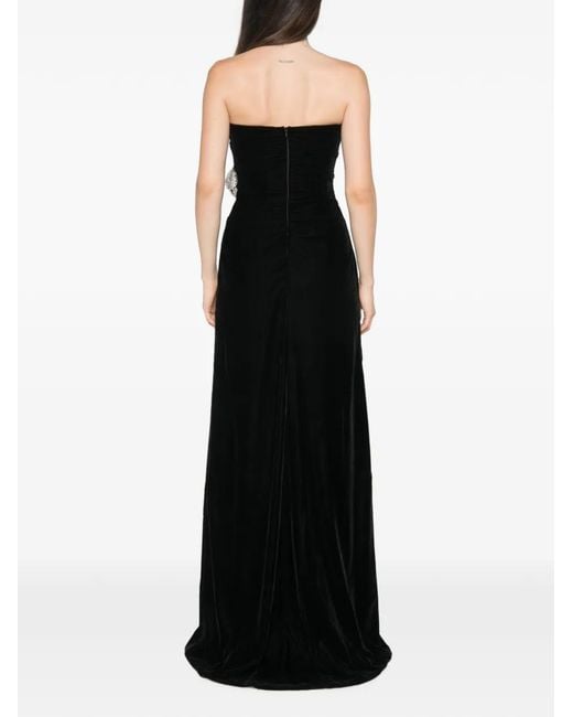 Adamaris Black Crystal-Embellished Strapless Maxi Dress
