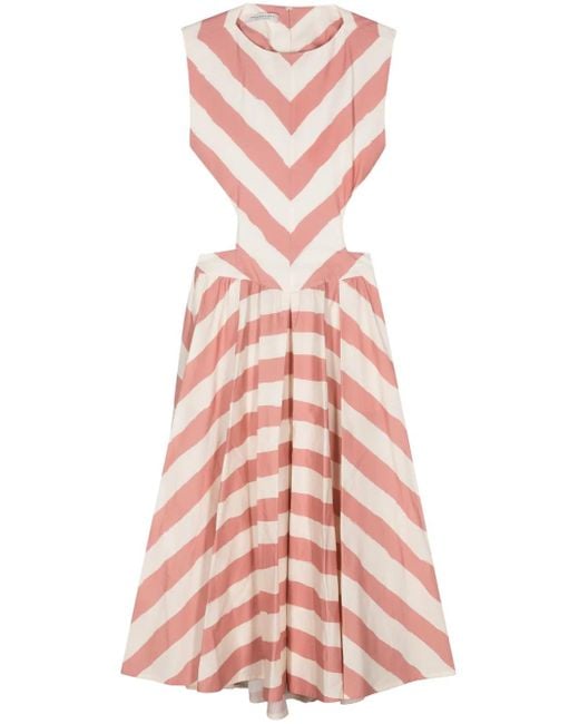 Philosophy Di Lorenzo Serafini Pink Striped Midi Dress