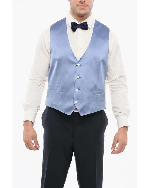 Corneliani Blue Welt-Pocket Waistcoat for men