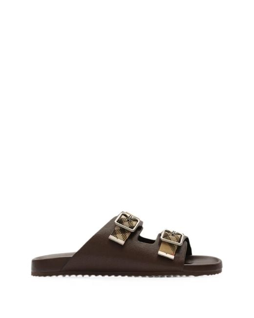 Burberry Brown Leather Urchin Sandals for men