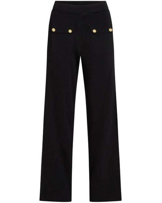 Karl Lagerfeld Black Logo-Engraved Button Trousers