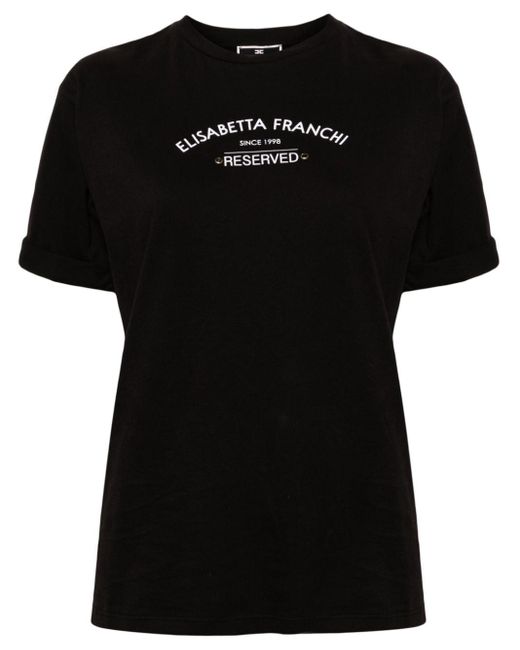 Elisabetta Franchi Black Logo Print T-Shirt