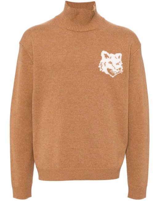 Maison Kitsuné Brown Fox Head Intarsia Comfort Jumper for men