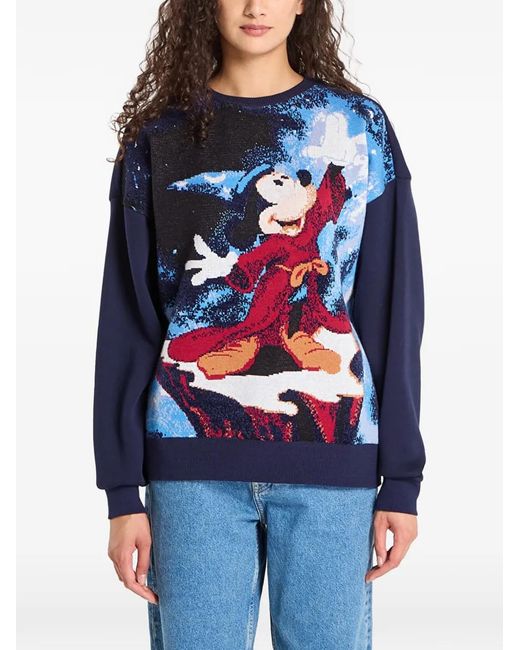 Desigual Blue Mickey Mouse Intarsia-Knit Sweater