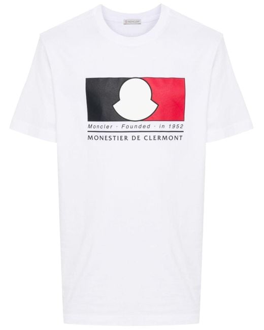 Camiseta con logo estampado Moncler de hombre de color White
