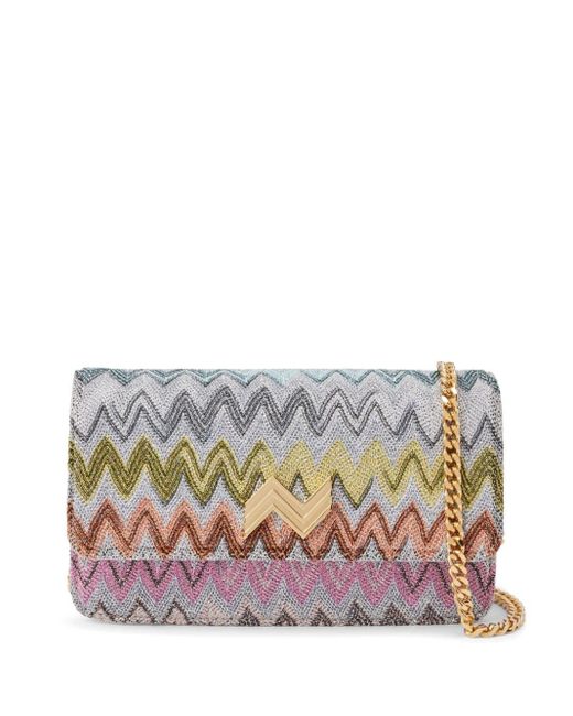 Missoni Gray Signature Zigzag Woven Leather Clutch