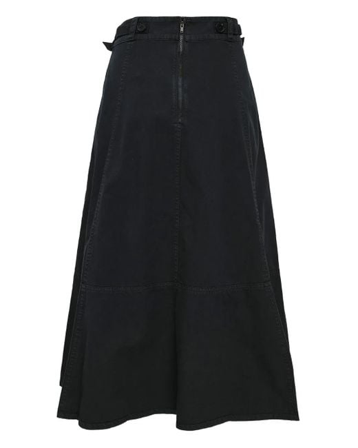 Ulla Johnson Black Finely Belted High-Waisted Skirt