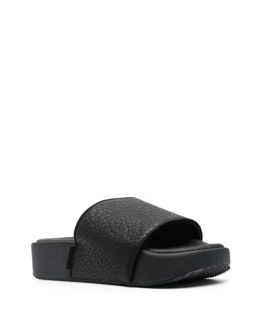 Y-3 Black Pebbled Open-Toe Slides for men