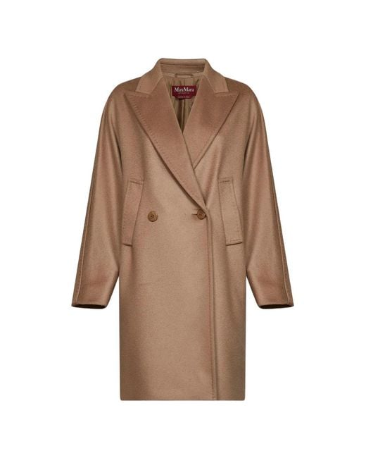 Max Mara Brown Double-Breasted Felted Coat