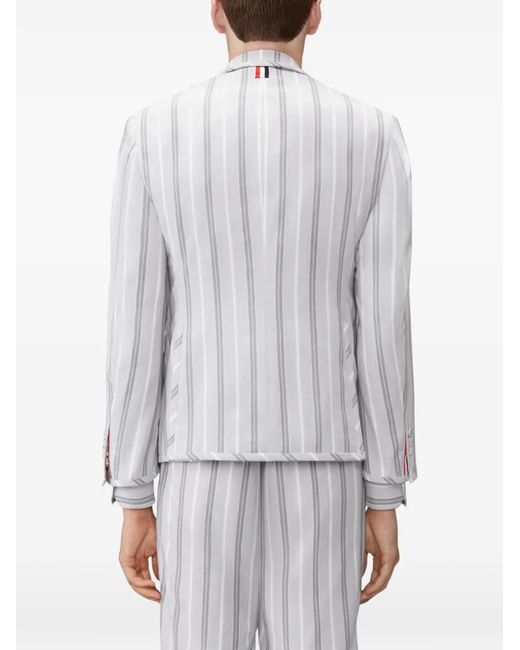 Thom Browne Gray Madras Striped Blazer for men