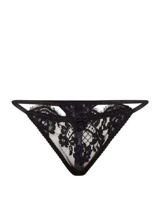 DSquared² Black Lace-Pattern Thong