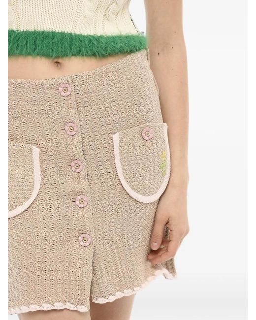 Cormio Natural Chiara Ornamental-Button Cotton Mini Skirt
