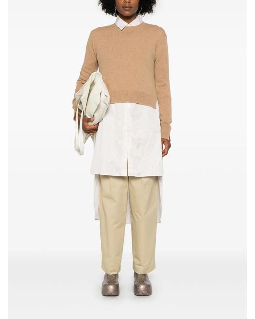 Plan C Natural Side-Slits Sweater