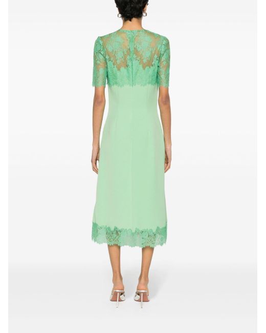 Ermanno Scervino Green Floral-lace Cady Dress