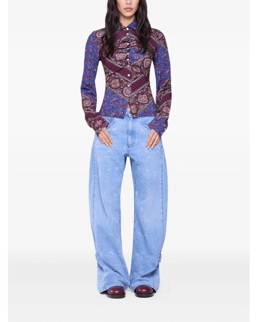 Rabanne Blue Paisley-Print Shirt