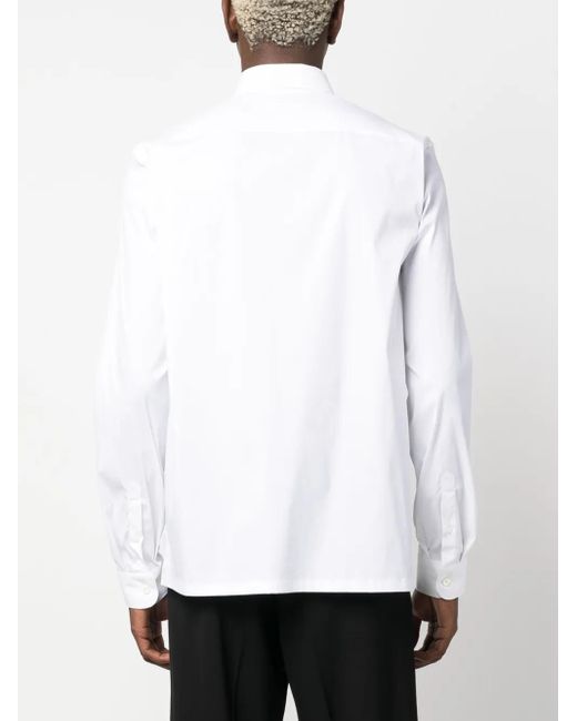 Prada White Logo-Embroidered Long-Sleeve Shirt for men