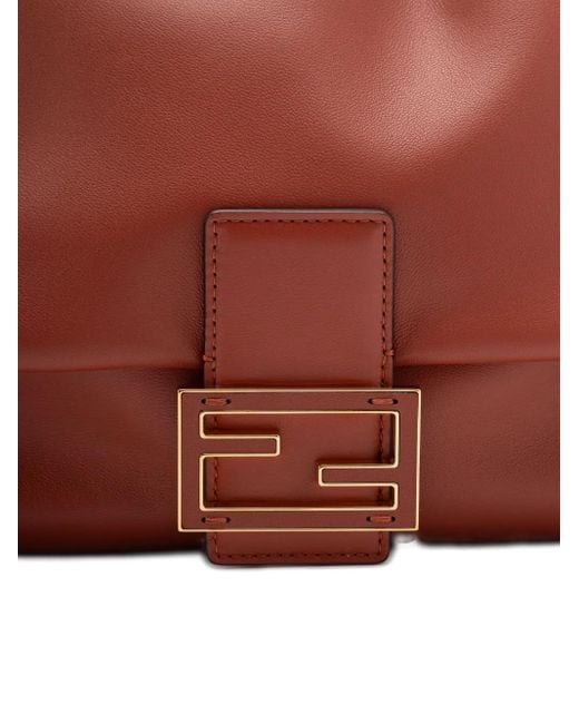 Sac Porté Épaule Mamma Baguette Médium À Plaque Logo Fendi en coloris Brown
