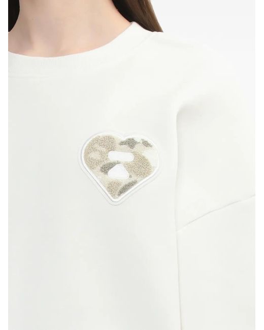 A Bathing Ape White Heart Appliqué Sweater