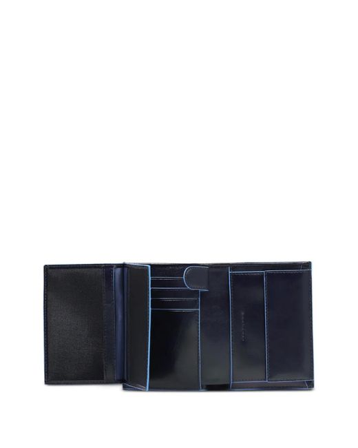 Piquadro Blue Trifold Leather Wallet