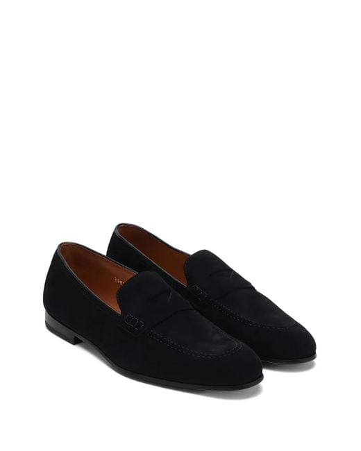 Doucal's Black Leather Loafers for men