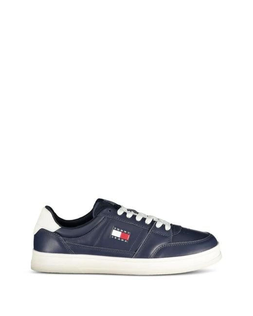 Tommy Hilfiger Blue The Greenwich Logo-Patch Leather Sneakers for men