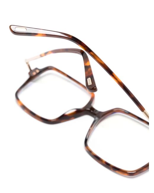 Tom Ford Brown Tortoiseshell-Effect Square-Frame Glasses