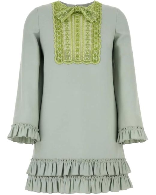 Valentino Garavani Green Bow-Detail Mini Dress