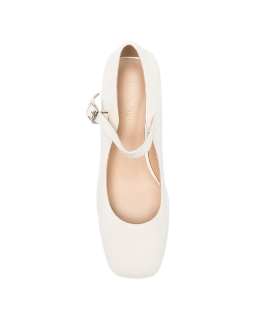 Linda Baumann White Buckle-Fastening Block-Heel Pumps