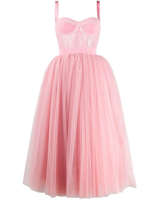 Abito Ballerina Longuette In Tulle di Dolce & Gabbana in Pink