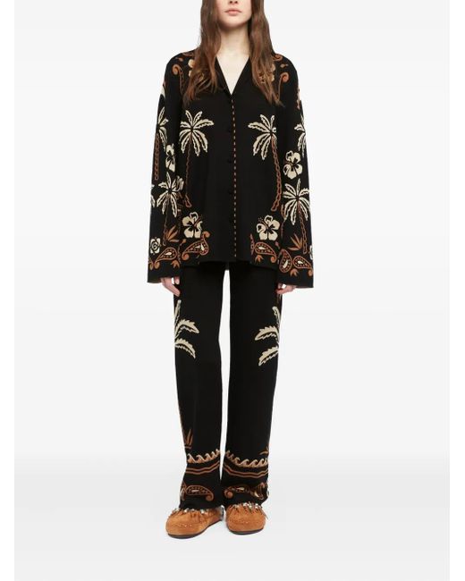 Alanui Black Wild Wonder Tropical-Motif Shirt