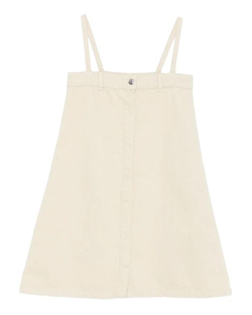 Nanushka Natural Button-Front Sleeveless Mini Dress