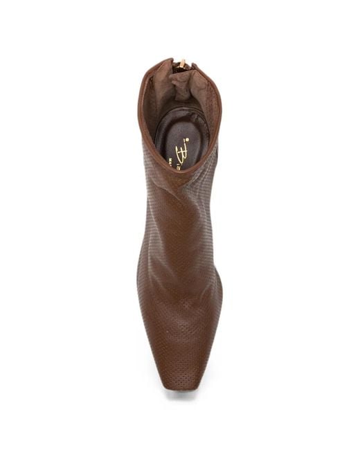 BIANCADI Brown Bottines En Cuir À Détails De Perforations