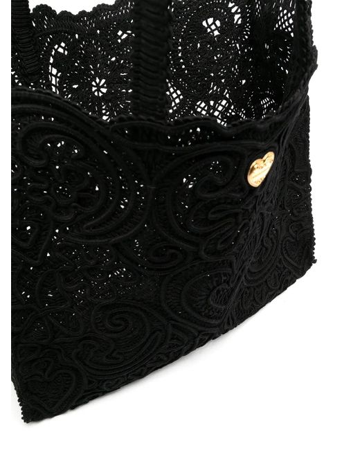 Dolce & Gabbana Black Large Cordonetto Lace Tote Bag
