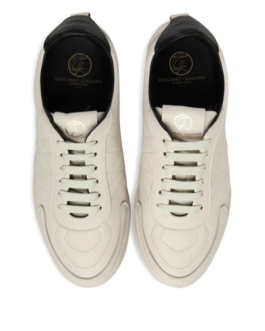 Giuliano Galiano Brown Panelled Lace-Up Trainers for men