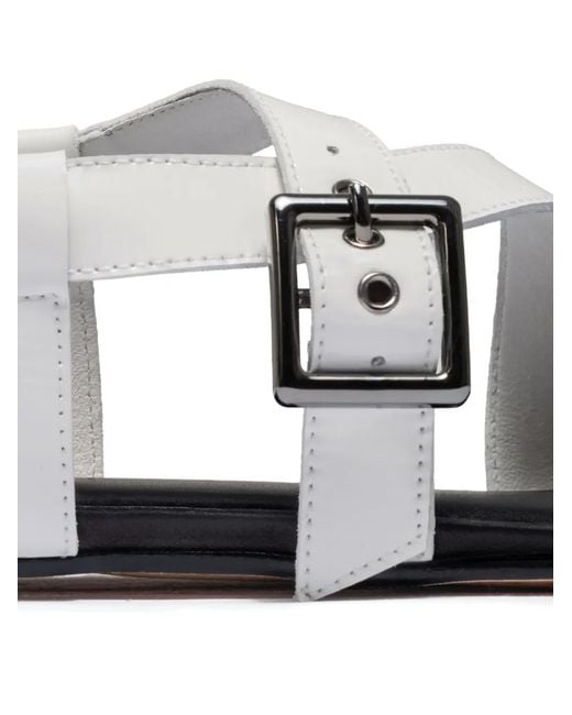 Bernardo White Hartshorn Toe-Ring Buckle Flat Sandals