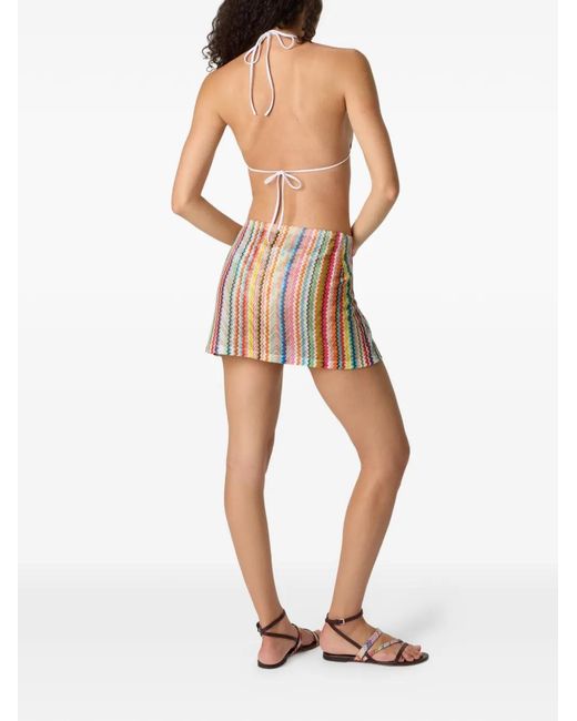 Missoni White Zigzag-Knit Mini Beach Skirt