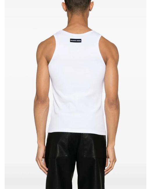 MARINE SERRE White Logo Organic Cotton Tank Top for men