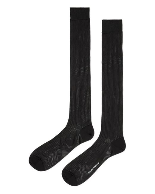 DSquared² Black Basic High Socks for men