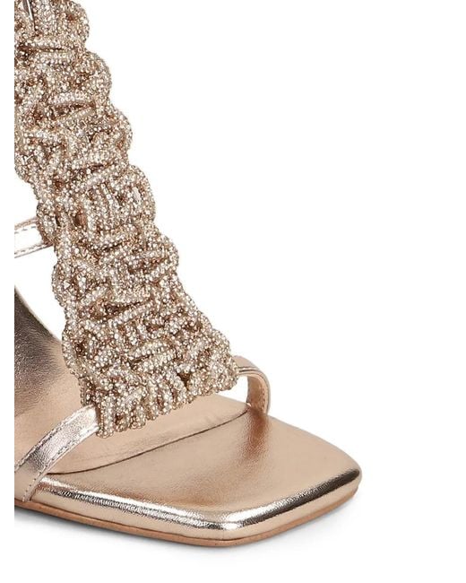 Marc Ellis White Crystal-Embellished Metallic Sandals
