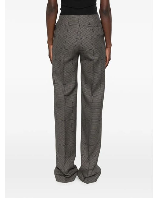 Mugler Gray Houndstooth-Pattern Tailored Trousers