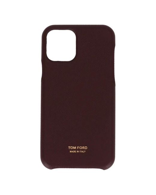 Tom Ford Purple Coque D'Iphone En Cuir Grainé À Logo Imprimé for men