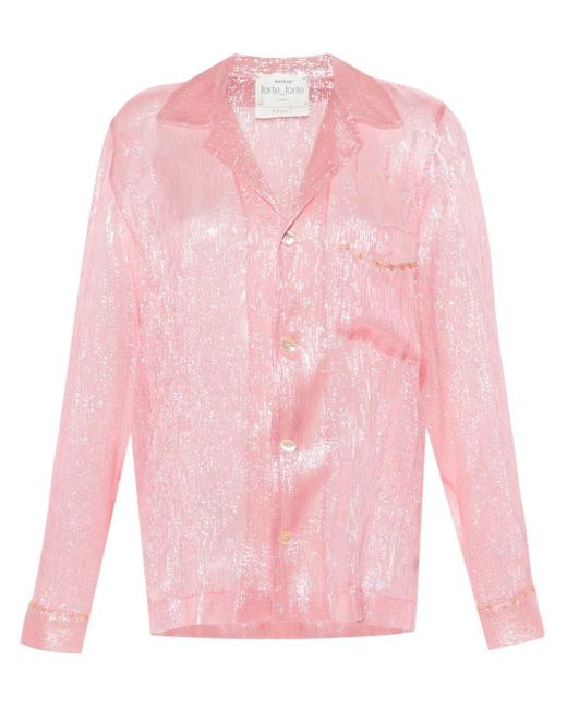 Forte Forte Pink Bead-detailed Silk-blend Shirt