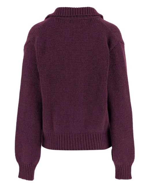 Magda Butrym Purple Buttoned Patch-Pocket Cardigan