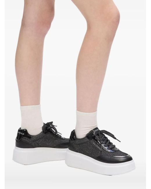 Karl Lagerfeld グリッターパネル スニーカー Black