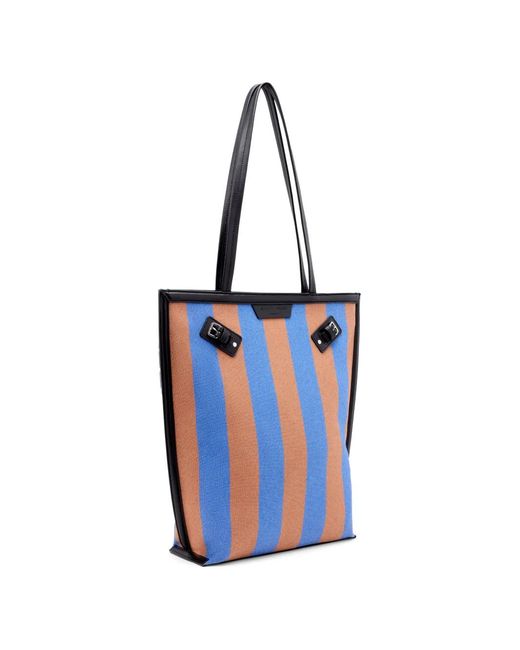 Proenza Schouler Blue North South Days Striped Canvas Tote Bag