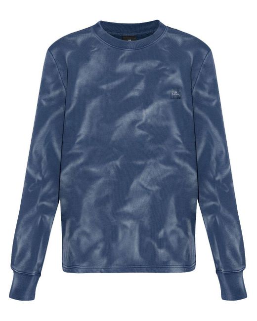 PS by Paul Smith Blue Bleached Effect Organic Cotton Jumper for men