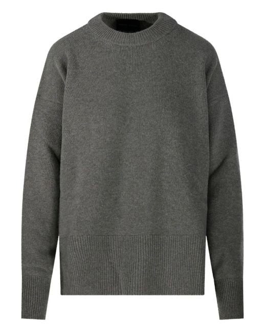 Roberto Collina Gray Ribbed-Hem Crew-Neck Sweater