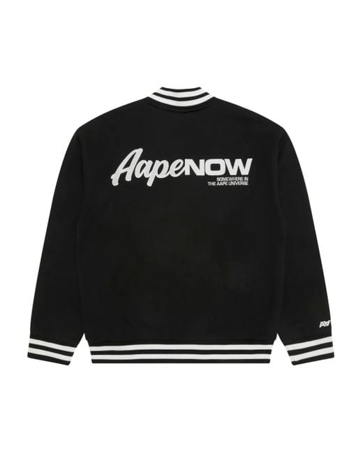Aape By A Bathing Ape Black Logo-Patch Varsity Bomber Jacket for men