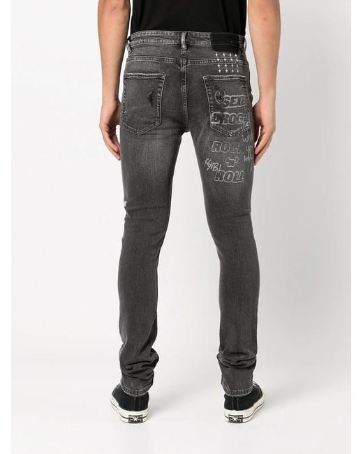 Ksubi Gray Distressed-Detail Skinny Jeans for men